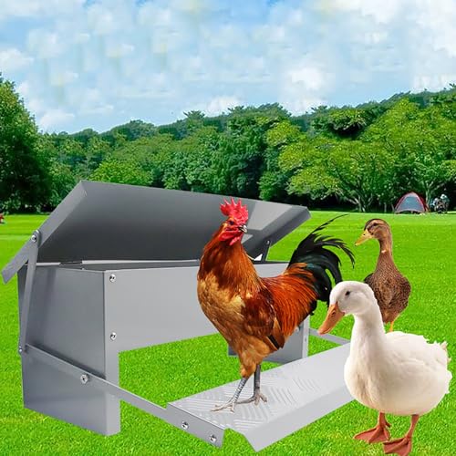 Automatischer Geflügel-Futterspender aus Edelstahl ohne Abfall Design mit rutschfestem Pedal für Enten und Hühner im Freien von Generisch
