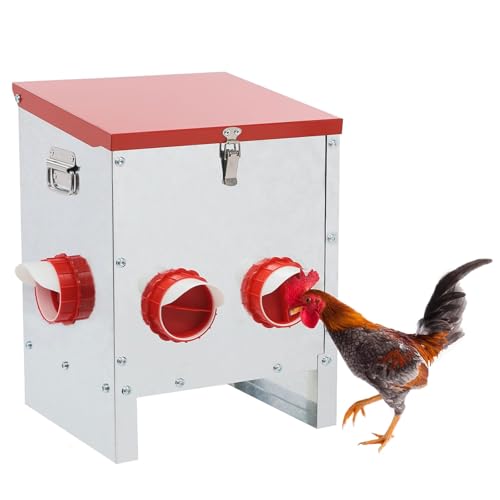 Automatischer Geflügel-Futterspender mit großer Kapazität, rattensicheres Design mit Deckel und Riegel, wetterfest, keine Abfalllösung für Huhn, Gänse, Ente, Truthahn von Generisch