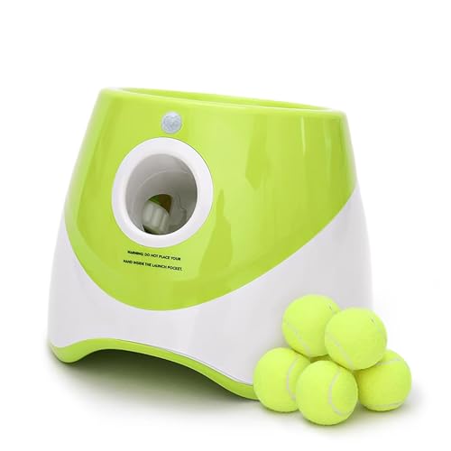 Automatischer Hundeballwerfer, Tenniswerfer – interaktives Haustierspielzeug für Border Collies, Welpen und aktive Hunde, Indoor/Outdoor-Spiel, körperliche Bewegung und Trainingswerkzeug (weiß und von Generisch