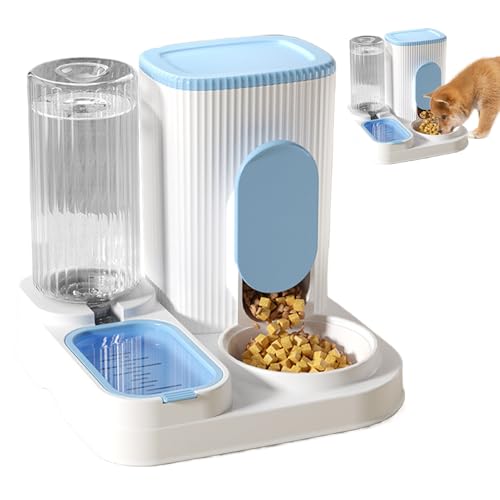 Automatischer Katzenfutterautomat - Automatischer Futterspender Katze Trockenfutter | Große Kapazität Haustierbedarf mit abnehmbarem Futternapf, Wassernapf für kleine, mittelgroße und große Rassen von Generisch