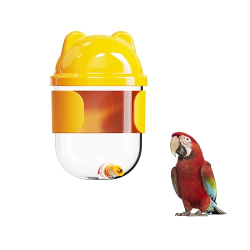 Automatischer Vogelwasserspender, 330 ml hängende Flasche mit abnehmbarem Schlauch für einfache Reinigung, sicheres Trinken für Papageien, Wellensittiche und Nymphensittiche (Gelb) von Generisch