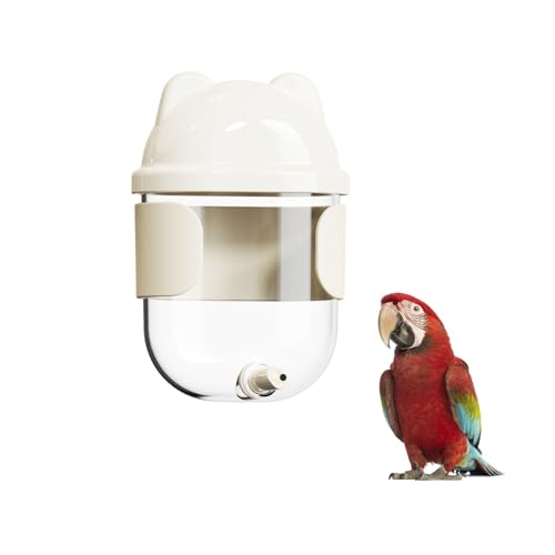 Automatischer Vogelwasserspender, 330 ml hängende Flasche mit abnehmbarem Schlauch für einfache Reinigung, sicheres Trinken für Papageien, Wellensittiche und Nymphensittiche (Weiß) von Generisch