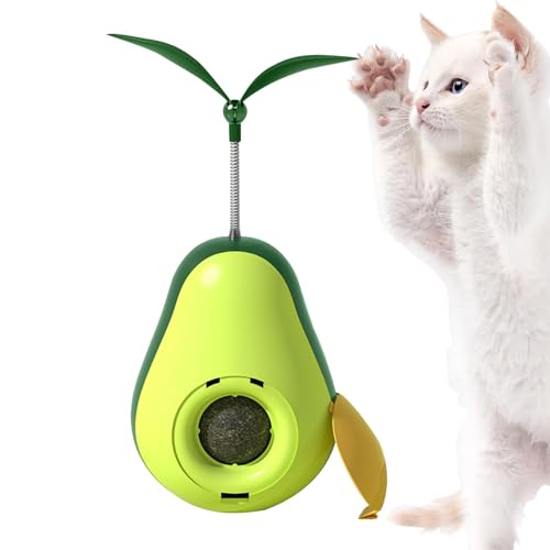 Avocado-Katzenminze-Katzenspielzeug,Avocado-Katzenminze-Spielzeug - Leckbare Katzenminze-Kugeln,Katzenminze-Wandball, Katzenspielzeug, Kätzchen-Spielspielzeug mit Feder-Katzenspielzeugstab und Katzenl von Generisch