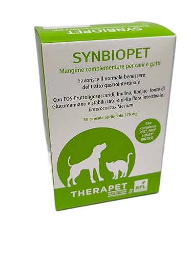 BIO4LIFE | Synbiopet 50 Kapseln 375 mg | Cokplementärfutter für Hunde und Katzen fördert das normale Wohlbefinden des Gastrointestinaltrakts von Generisch