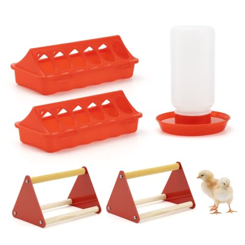 Baby Hühnerfutterstation und Tränke Set mit Kükenstange, praktischer Flip-Top-Geflügel-Futterstation für Gänse, Enten und Wachteln von Generisch
