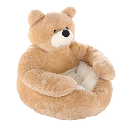 Bear Hug Hundebett - Waschbarer Tedddy Haustierbett | Halb Geschlossene Schlafmatte, Niedliche Umarmungen Plüsch Hundehaus Katze Nest Mit Rutschfestem Boden, Waschbare Haustie von Generisch