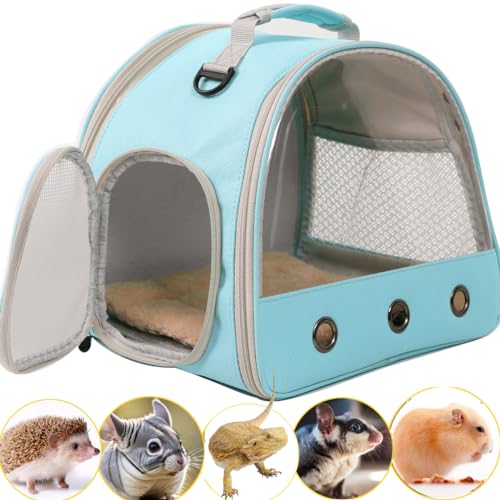Bearded Dragon Reisetasche, Weltraumkapsel, klares Blasenfenster, Kleintier-Reiserucksack für Igel, Ratten, Papageien, Vögel, Bartagamen, Schlange, Fluggesellschaften zugelassen (blau, Tragetasche) von Generisch