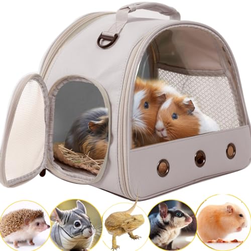 Bearded Dragon Reisetasche, Weltraumkapsel, klares Blasenfenster, Kleintier-Reiserucksack für Igel, Ratten, Papageien, Vögel, Bartagamen, Schlange, Fluggesellschaften zugelassen (grau, Tragetasche) von Generisch
