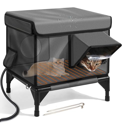 Beheiztes Katzenhaus für draußen, wetterfest, isoliertes, beheiztes Katzenhaus für draußen mit Heizkissen, Wildkatzenhäuser für Freigängerkatzen, wasserdicht für den Winter, isolierter Unter Beheiztes Katzenhaus für draußen, wetterfest, isoliertes, beheiztes Katzenhaus für draußen mit Heizkissen, Wildkatzenhäuser für Freigängerkatzen, wasserdicht für den Winter, isolierter Unter von Generisch