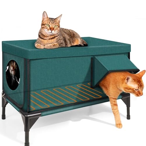 Beheiztes Katzenhaus im Winter, isolierter und wetterfester Katzenunterstand im Freien mit Katzenheizkissen und Fluchttür, beheiztes Katzenhaus mit erhöhtem Boden für Wilde Scheunenkatzen im Beheiztes Katzenhaus im Winter, isolierter und wetterfester Katzenunterstand im Freien mit Katzenheizkissen und Fluchttür, beheiztes Katzenhaus mit erhöhtem Boden für Wilde Scheunenkatzen im von Generisch