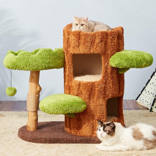 Bequemes Katzenhaus mit Baumloch und Plüsch-Hängeball und Sisalwicklung – natürliches massives Obstholz-Stützdesign – einfach zu installieren Bequemes Katzenhaus mit Baumloch und Plüsch-Hängeball und Sisalwicklung – natürliches massives Obstholz-Stützdesign – einfach zu installieren von Generisch