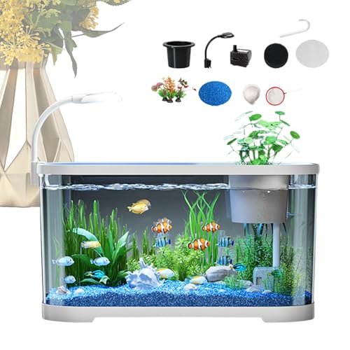 Betta Fischbecken Für Einsteiger,30x20x19cm Rahmenlose Kleine Aquarium Starter Kit,Dekorative Wasserschale Mit Klarem Sichtfenster,Fischtank Aquarium mit Pumpe,Für Kampffisch, Schildkröte Betta Fischbecken Für Einsteiger,30x20x19cm Rahmenlose Kleine Aquarium Starter Kit,Dekorative Wasserschale Mit Klarem Sichtfenster,Fischtank Aquarium mit Pumpe,Für Kampffisch, Schildkröte von Generisch
