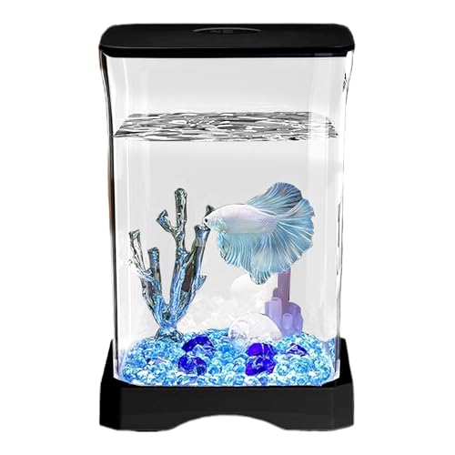 Betta Fish Tank Kit, Betta Fischtank,Home Aquarium |Kleines Betta -Fischtank -Starter -Kit mit rechteckigem Aquarium für LED -Lampen für die Tischdekoration Betta Fish Tank Kit, Betta Fischtank,Home Aquarium |Kleines Betta -Fischtank -Starter -Kit mit rechteckigem Aquarium für LED -Lampen für die Tischdekoration von Generisch