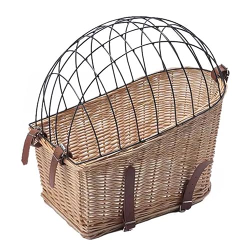 Bike Pet Basket - Rear Wicker Bike Basket with Wire Mesh Cover for Cats Dogs up to 11.3 kg - Bicycle Pet Carrier Basket - Rear Mount Bike Basket Bike Pet Basket - Rear Wicker Bike Basket with Wire Mesh Cover for Cats Dogs up to 11.3 kg - Bicycle Pet Carrier Basket - Rear Mount Bike Basket von Generisch