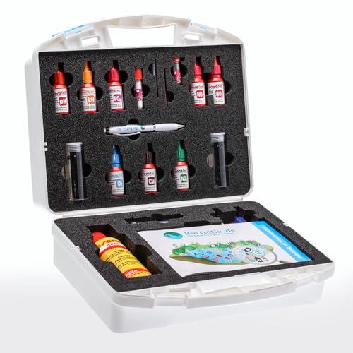 BioTeiGa Teichwasser-Analyse Premium-Set | Professionelles Wasser-Testkit mit 13 Parametern, Digitalthermometer & Zubehör | Laborgenau, einfach & schnell | Für Gartenteiche, Fisch- & Schwimmteiche von Generisch