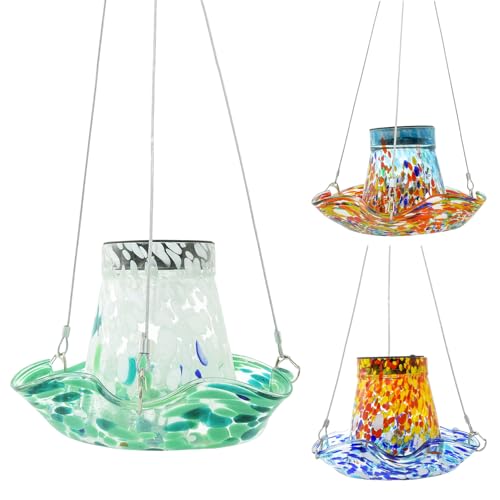 Bird Feeder Station - 8,66x17,72 Zoll, Garten Vogelhäuschen, dekorative wilde Vögel, farbige Glashängefutterhäuschen, Hummingbird Attractant Garden Ornament | Patio Rasendekor, angetriebene Feeder für von Generisch