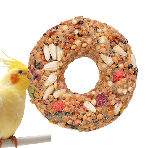 Bird Food, Parakeet Toys, Teether Treats, 5cm/1.97 Inches Grain Donut Shape, Foraging Training Aid, 6-Pack, for Lovebirds Aviary Enrichment and Chewing Activities Overs Pet Owners von Generisch