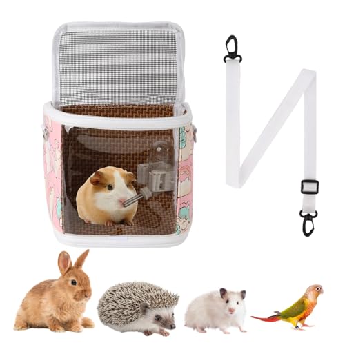 Bird Travel Carrier Rucksack, Klares Fenster-Design, Tragbarer Käfig für Sittiche und kleine Papageien, leicht mit verstellbarem Gurt (Rosa) von Generisch