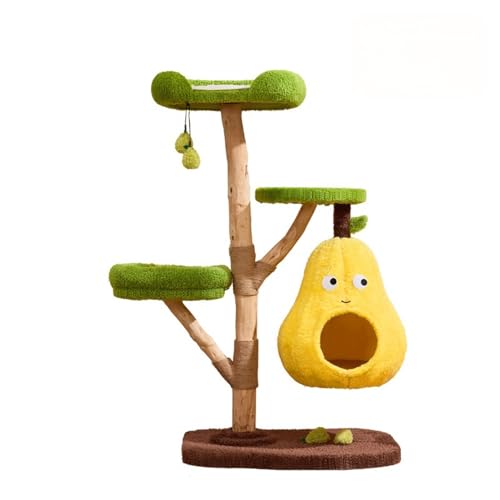 Birnenförmiger Kratzbaum - Dreilagiges Klettergerüst mit Kratzbrett & Spielzeug - Universal Katzenhaus für alle Jahreszeiten - Gelbe Katzenmöbel für Indoor-Katzen Birnenförmiger Kratzbaum - Dreilagiges Klettergerüst mit Kratzbrett & Spielzeug - Universal Katzenhaus für alle Jahreszeiten - Gelbe Katzenmöbel für Indoor-Katzen von Generisch
