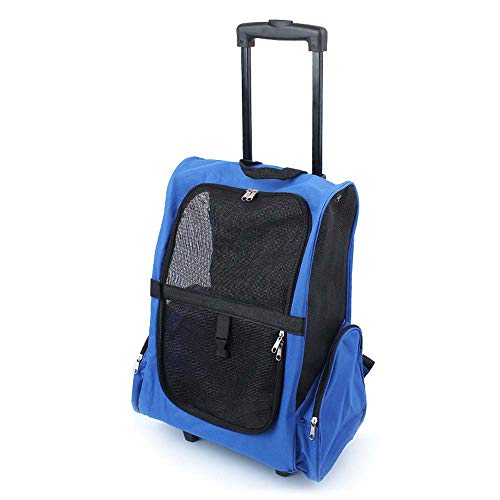 Blau Tragbarer Haustiertrolley mit Rollen & Rucksackfunktion - Leicht faltbar für Hunde/Katzen, Atmungsaktives Mesh, Oxfordstoff & Stahlrahmen, Flüsterleise Räder, 2-in-1 Transportbox Blau Tragbarer Haustiertrolley mit Rollen & Rucksackfunktion - Leicht faltbar für Hunde/Katzen, Atmungsaktives Mesh, Oxfordstoff & Stahlrahmen, Flüsterleise Räder, 2-in-1 Transportbox von Generisch