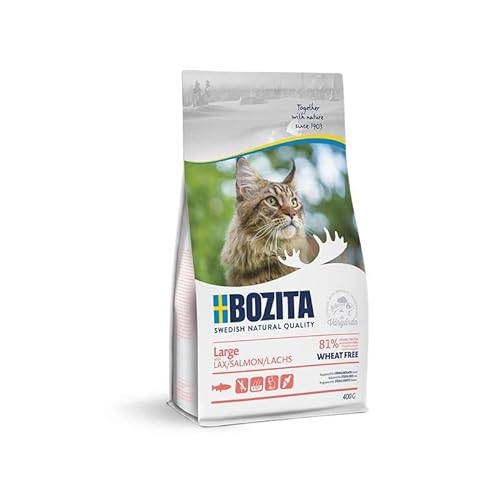 Bozita - Feline Large - Salmom Wheat Free | 400g | Getreidefreies Trockenfutter für Katzen mit Lachs | Alleinfuttermittel für die Erwachsene Katze | Mit Biotin und Zink von Generisch