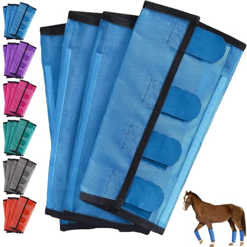 Breathable Mesh Horse Flyproof Leggings, Comfortable Fly Boots for Horses Set of 4, Stay-On Comfortable Tear-Resistant Leg Guard with Lightweight Mesh for Adjustable and Universal (Blue) von Generisch