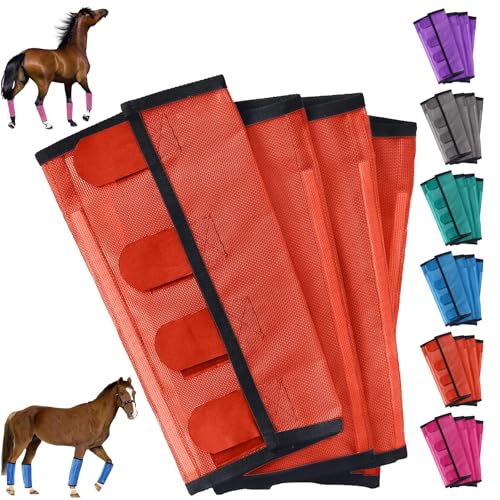 Breathable Mesh Horse Flyproof Leggings, Mesh Horse Fly Boots Set, Loose Fitting Non Slip Leggings for Horses, Stay-On Comfortable Tear-Resistant Leg Guards, for Adjustable and Universal (red) von Generisch