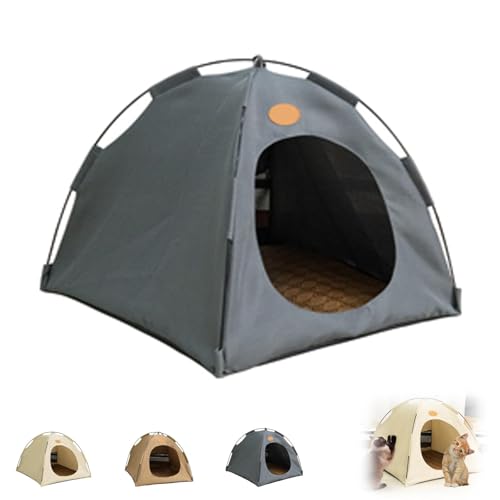 Breezyden Pop-Up-Katzenzelt, rutschfestes, tragbares Haustierzelt, Versteck für Katzen und kleine Hunde (Dunkelgrau, M (passend für Haustiere unter 17,6 kg)) von Generisch