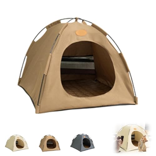 Breezyden Pop-Up Katzenzelt - Rutschfestes, tragbares Haustierzelt, Versteck für Katzen & kleine Hunde (Kaffee, S (passend für Haustiere unter 8,8 kg)) von Generisch