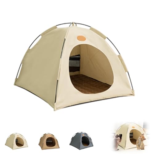 Breezyden Pop-Up-Katzenzelt - Rutschfestes, tragbares Haustierzelt, Versteck für Katzen und kleine Hunde (Off-White, S (passend für Haustiere unter 8,8 kg)) von Generisch