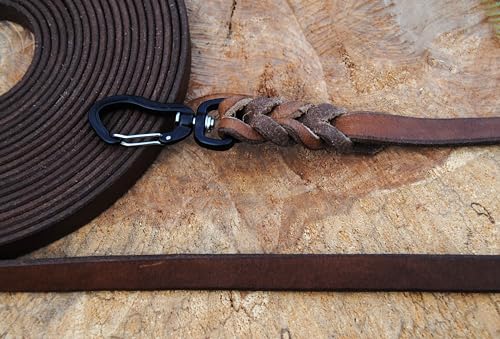 Breite Lederleine geflochten Antik 16mm Aluminium-Strong-Karabiner (5m ohne Schlaufe) von Generisch