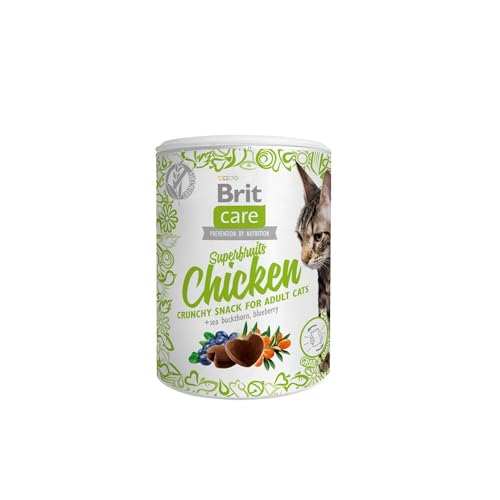 Brit Care Superfruits Chicken, Knuspriger Snack für Erwachsene Katzen mit Sanddorn und Blaubeeren, 100g von Generisch