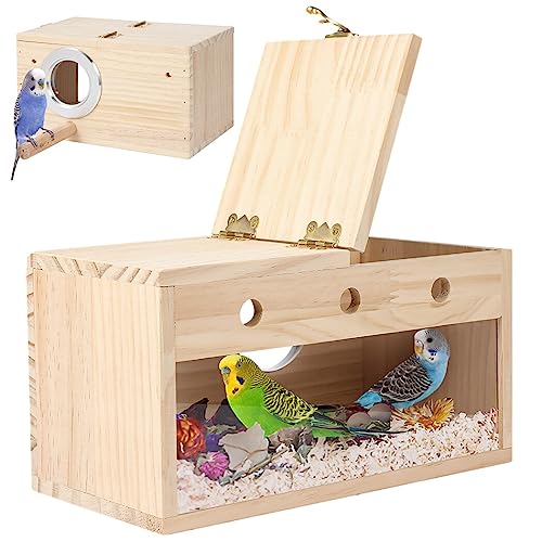 Brutkasten Holz für Klarsichthaus, Vogelnistsittich, Vögel mittelgroß bis klein andere und Wellensittiche, Lovebird, für Kastenpaarung Nymphensittich, für Box von Generisch