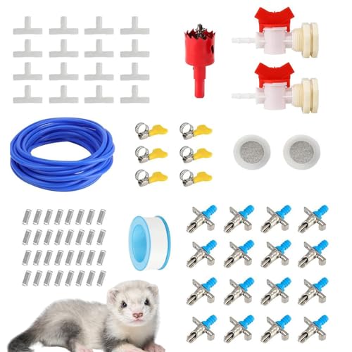 Bunny Bewässerungssystem Set - 16 Stück Hühner Tränkeset Mit 10 Meter Schlauch - Auslaufsicheres Haustier Tränke Set Für Käfig Kaninchen Frettchen Geflügel Kleintiere Trinken von Generisch