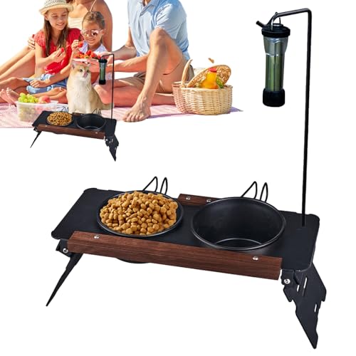 Camping-Haustiernapf- mit Lichthalter, multifunktionaler Futterspender für Hunde, Welpen-Reise-Tablett, Ständer, 39 x 17 cm, tragbares und stabiles Design, für Innen- und Außenbereich von Generisch