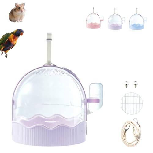 Carryable Large Space Birdcage, Clear Small Animal Carrier, Bird Carrier Travel Cage with Shoulder Strap, Convenient and Versatile Outdoor Pet Transport,for Birds, Hamsters (Purple) von Generisch