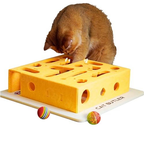 Cat Puzzle Toys, Interactive Felt Maze Box with Ball, Smart Treat Dispenser Pet Accessory for Kitten Play, Exercise, Mental Stimulation, Indoor Fun, Daily Activity, 13.39x13.39 Inches von Generisch