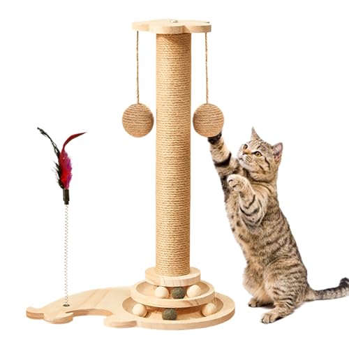 Cat Scratcher Post, Interactive Teaser Toy, Multifunctional Pet Activity Center, Vertical Claw Sharpener Post, Ideal for Physical Exercise and Daily Play, 19.69x14.57x3.94 inch von Generisch