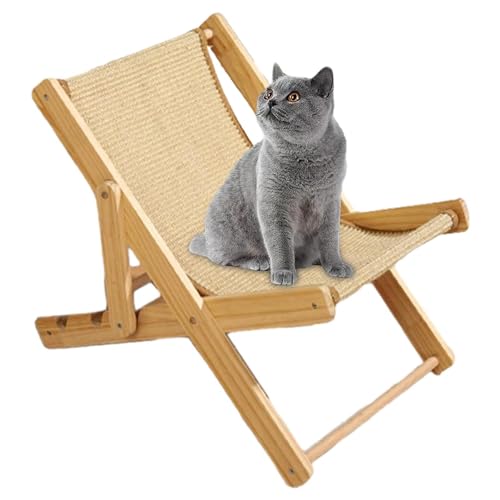 Cat Sisal Chair | Erhöhtes Katzenbett Mit Sisal-Kratzer | Katzen-Sisal-Bett | Hochbett für Katzen | Natürlicher Loungesessel aus Massivem Holz für Hunde, Katzen, Strand, Pool, Zuhause von Generisch