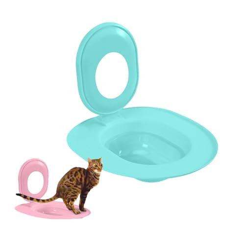 Cat Toilet Trainer Kit Katzen-Toilettentrainer tragbares Toilettentraining für Katze n wiederverwendbares Katzentraining für Katzenkatze Anti-Rutsch-Katzentrainer für Tierpflege (Blau) von Generisch