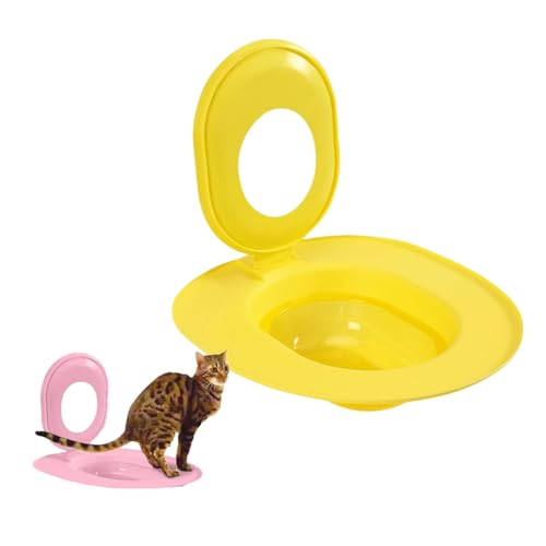 Cat Toilet Trainer Kit Katzen-Toilettentrainer tragbares Toilettentraining für Katze n wiederverwendbares Katzentraining für Katzenkatze Anti-Rutsch-Katzentrainer für Tierpflege (gelb) von Generisch