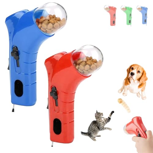 Cat Treat Launcher Gun, Pet Food Dispenser Launchers, Fun Cat Ball Dispenser Gun Toy, Snack Slinger for Dog Exercise Training, Handheld Interactive Toys, Suitable for Households with Pets (Blue Red) von Generisch