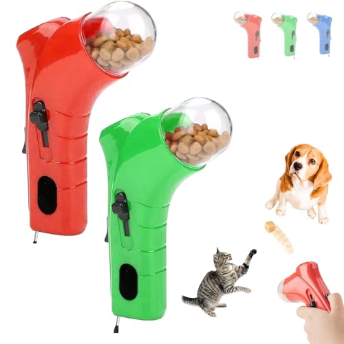 Cat Treat Launcher Gun, Pet Food Dispenser Launchers, Fun Cat Ball Dispenser Gun Toy, Snack Slinger for Dog Exercise Training, Handheld Interactive Toys, Suitable for Households with Pets (Red Green) von Generisch