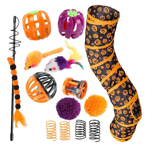 Cat Tube Tunnel | Halloween Haustier Katzenspielzeug Set Tunnel Faltbar - Reduziert Indoor Haustier Katze Langeweile Ganzjahresspielmöbel für Balkon, Schlafzimmer, Wohnzimmer von Generisch