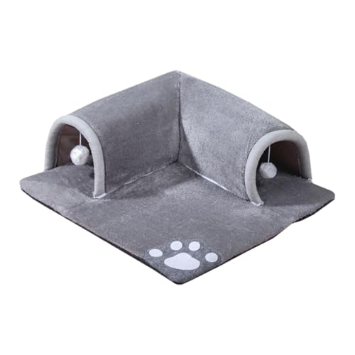 Cat Tunnel Bed - Tragbare Katzenhöhle aus Plüsch, Spielrohr | faltbares und abnehmbares Tunnelbett mit Matratze für kleine Haustiere mit Spiel-, Versteck- und Schlafbereichen für Katzen von Generisch