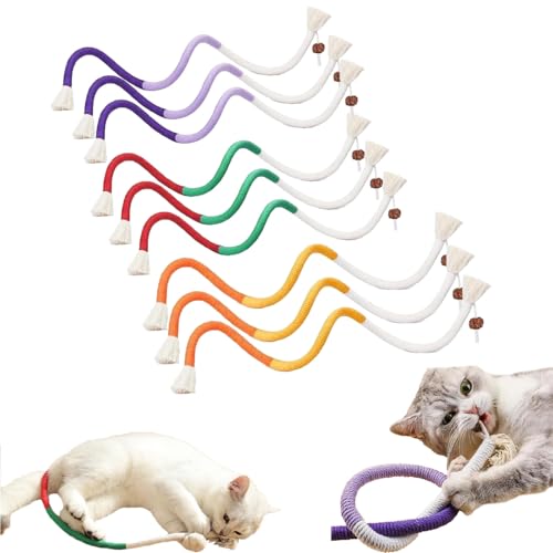 Celery Pets Cat Chew Rope, Celery Pets Cat Toy, Catnip-Infused Organic Cotton Chew Rope Toys for Cats, Safe Catnip Toys for Cat Rope Chew Toy, Interactive Cat Chew Toy Bite Rope (9 pcs) von Generisch