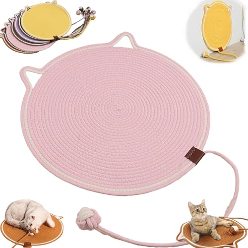 Celery Pets Dual Scratching Pad, Celery Pets Cat Scratcher Mat, Natural Cotton Rope Cat Scratching Mat, for Indoor, Wall, Couch, Carpets (Pink,20in) von Generisch