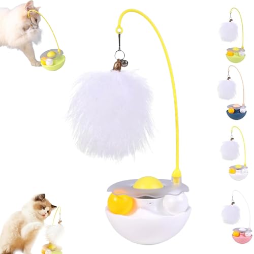 CeleryPets Wobble Pet Toy with Feather, Interactive Wobble Pets Toy for Endless Pet Fun for Indoor Cats Exercise Feathers Toys for All Breeds (White) von Generisch