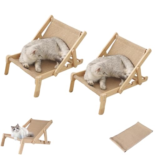 Celerypets Cat Lounger Chair, 2 in 1 Cat Chair for Indoor, Cats Scratch Chairs with Sisal Mat, Adjustable Foldable Hammock Cats Sisal Beach Bed Mat (2 Pcs) von Generisch