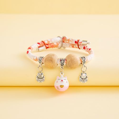 Celerypets Lucky Kimono Cedar-Bead Pet Collar, Kimono Cedar-Bead Pet Collar, Comes with a Lucky Pendant, Comfortable and Adjustable, Suitable for of Pets (Pink*1pcs,XXS) von Generisch